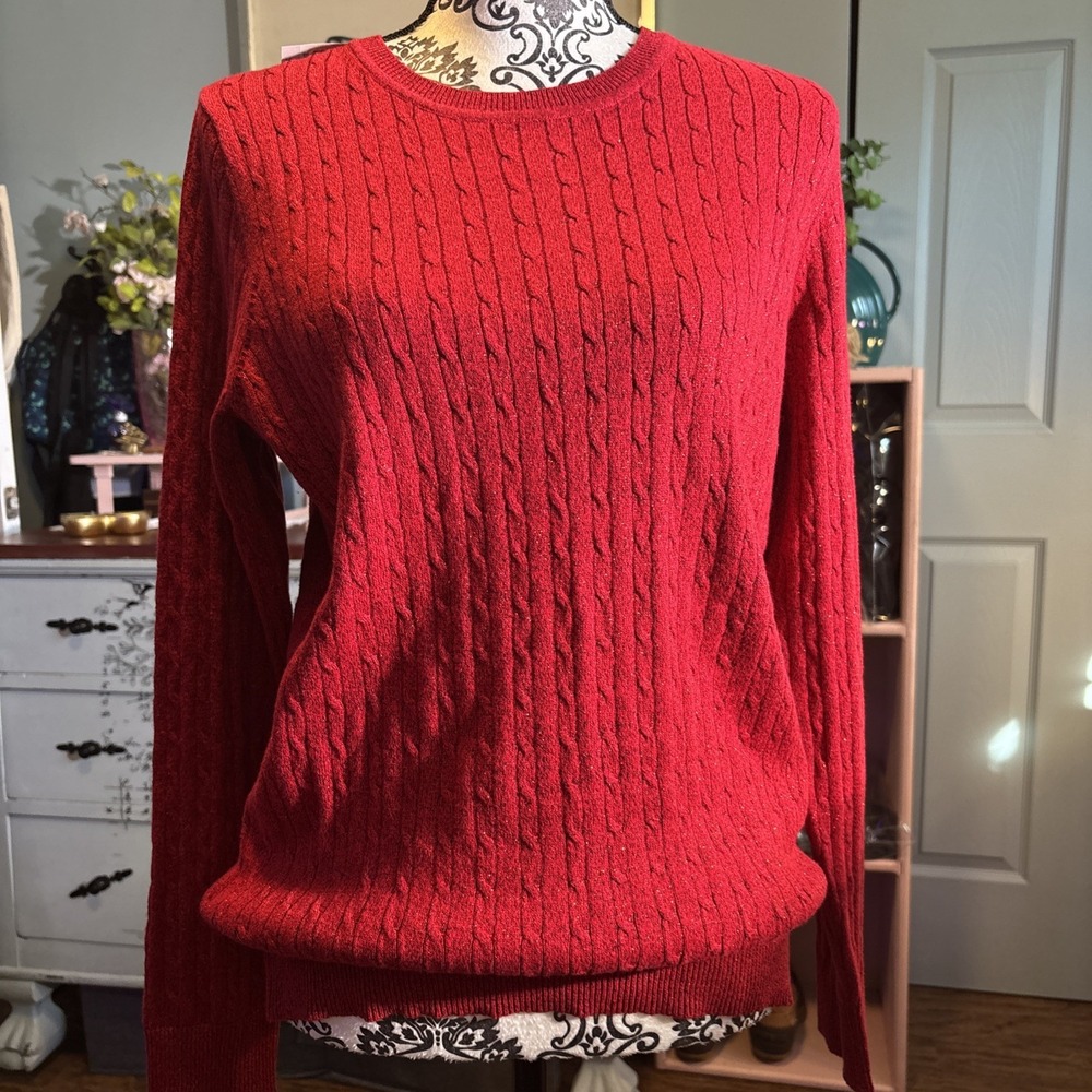 Kim Rogers NWT Christmas Red Sparkly Sweater Sz Small